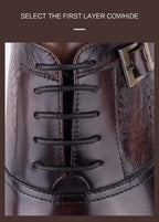 Male Genuine Leather Social Shoe Oxford Elegant Man Dress Shoes Hand Lace-up Pointed Party Wedding Shoes Black Coffee Shoes