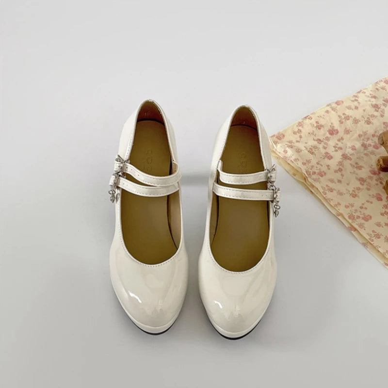 Thin High Heel Women Mary Jane Shoes Concise Shallow Belt Buckle Shoes Spring Autumn Ladies Elegant Wedding Dancing Pumps
