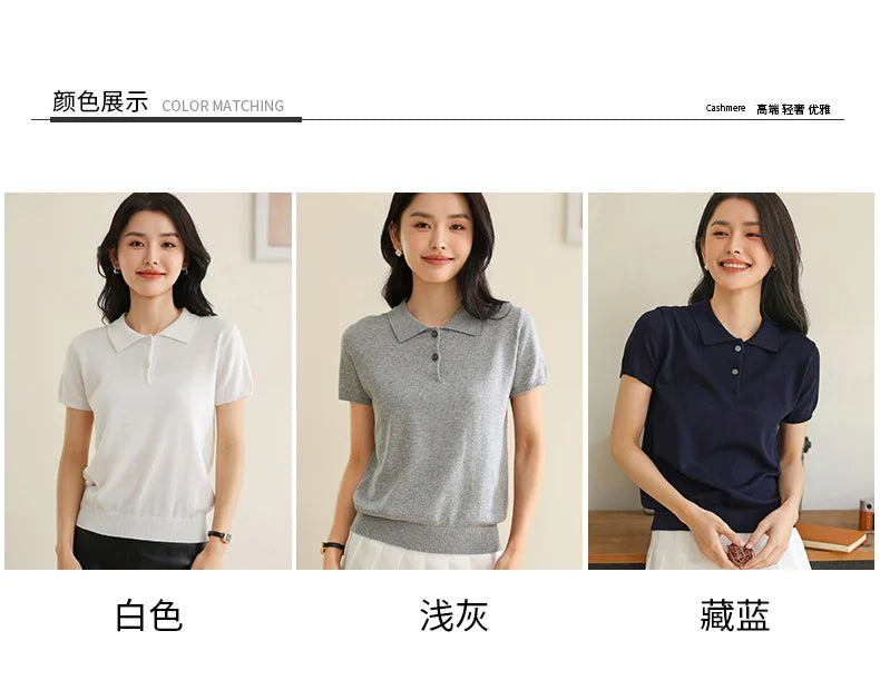 100% Cotton Women POLO Collar Casual Top T-shirt luxury designer clothing woman plus size clearance sale