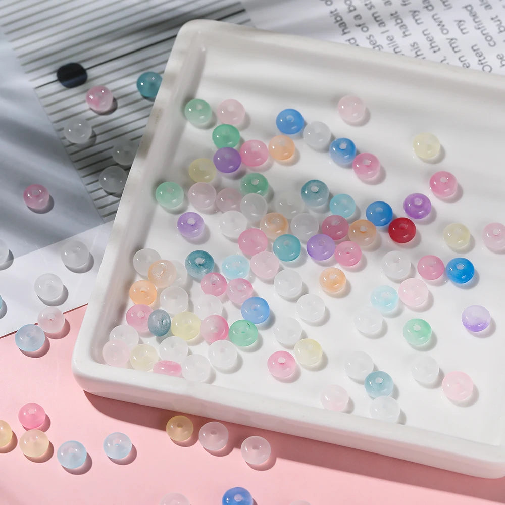 100pcs/lot 2x4mm Ice Seed Gradient Glass Beads Round Beads Colorful Uniform Rice Shape for DIY Handmade Jewelry Bracelet Making