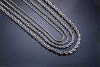 Casual Punk Rope Long Chain Necklace for Men Women,Silver Gold Color Stainless Steel Twisted Chain Collars,Hiphop Jewelry Gift
