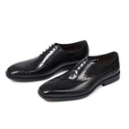 Men's Genuine Leather Oxfords Fashion Pointed Toe Wedding Party Dress Shoes Luxury Lace-Up Office Career Formal