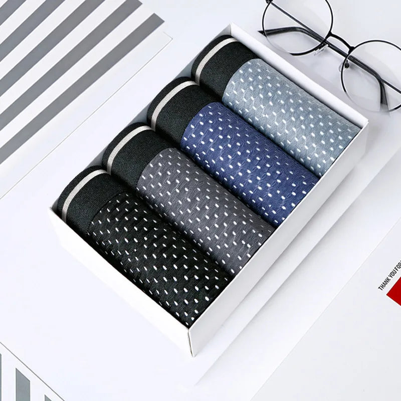 4Pcs Man Boxer Briefs Large Size M-6XL Men Panties Underwear Slip Homme Calzoncillos Bamboo Hole U Convex Pouch Male Underpants