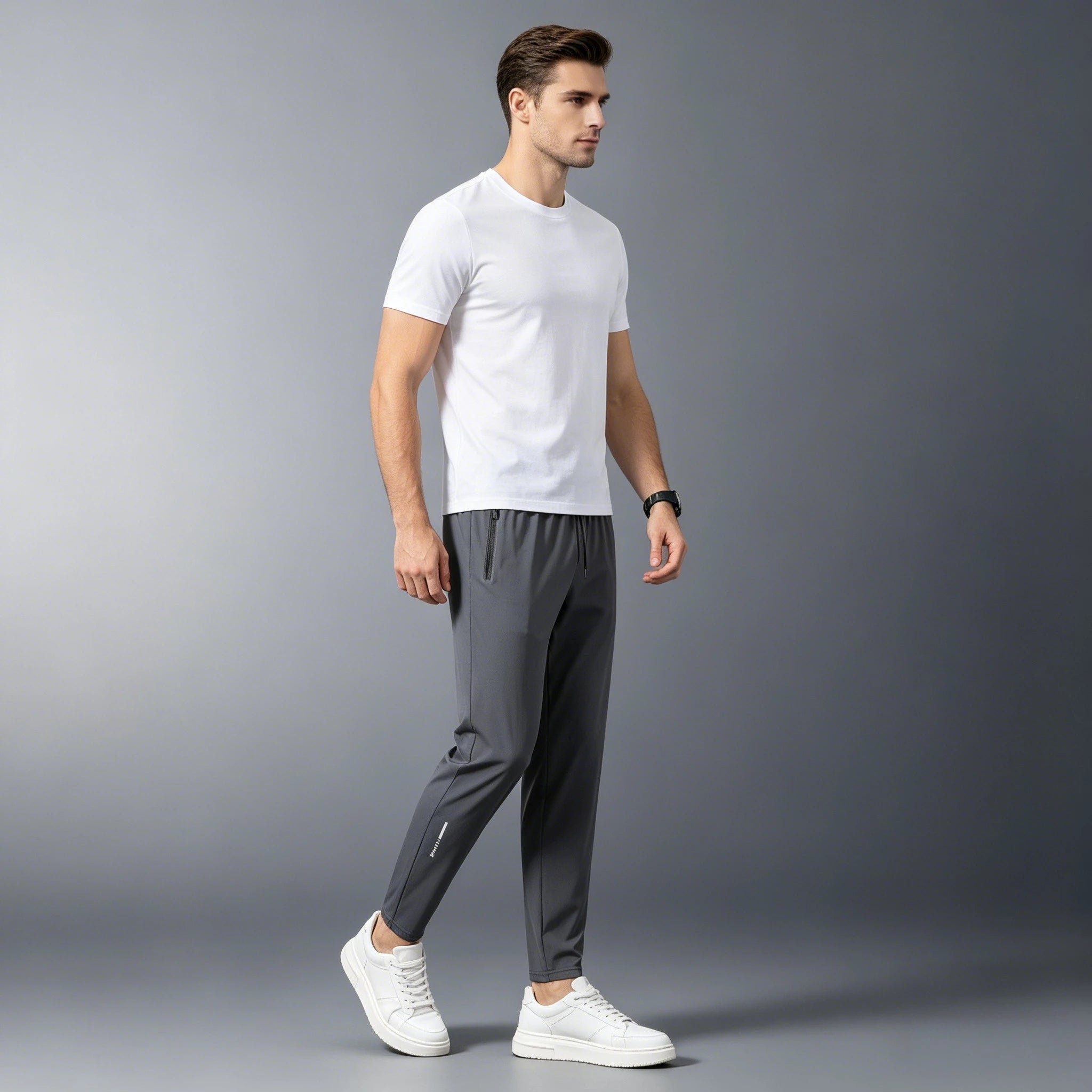 Men's Summer Lightweight High-Stretch Ice Silk Pants, Quick-Dry Breathable Ice Silk Sports Sweatpants for Running & Fitness