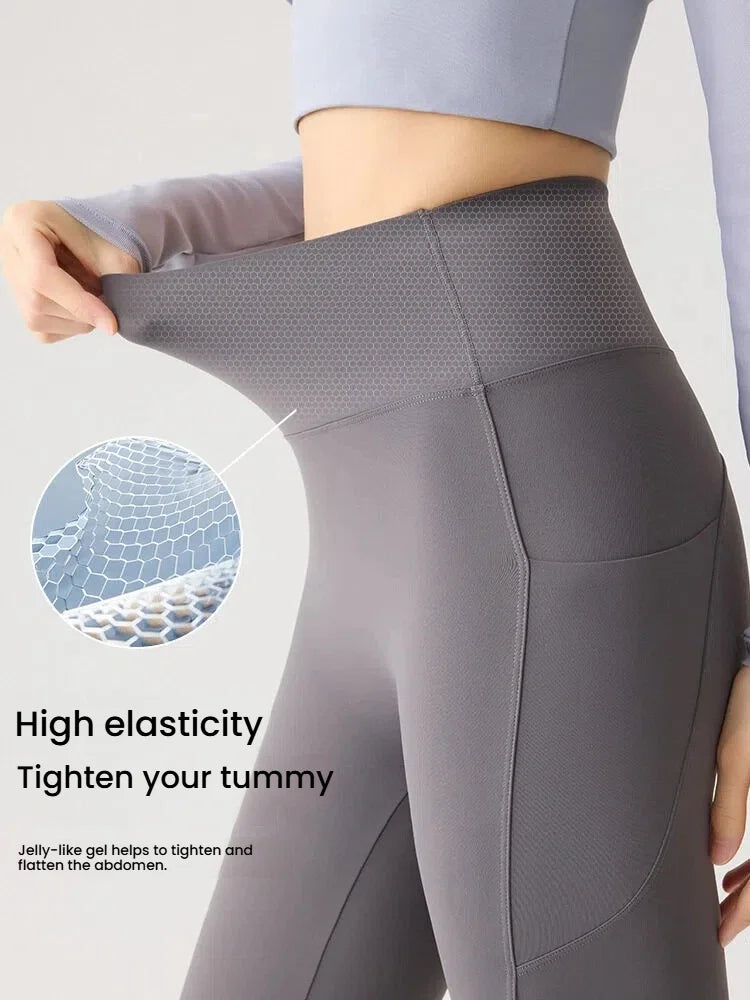 Women's Pockets Yoga Pants Cloud Touch Ice Silk Shark Leggings High Waist Tummy Control Butt Lifting Sports Leggings  Running