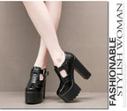 14cm Small Size 32-43 Elegant Patent Leather Mary Janes Chunky Platform Pumps 2025 Spring Block High Heels Shoes for Model Dress