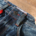 22oz Heavyweight 100% Cotton Washed Men's Selvedge Denim Jeans Taiwan Hand-spun Yarn Plant-dyed Standard Straight Fit Pants 5KM