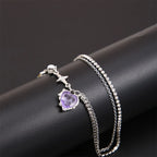 SUMENG 2024 Purple Pink Black Crystal Heart Pendant Necklace Sweet Cool Girl Punk Clavicle Chain For Women Fashion Jewelry Gifts