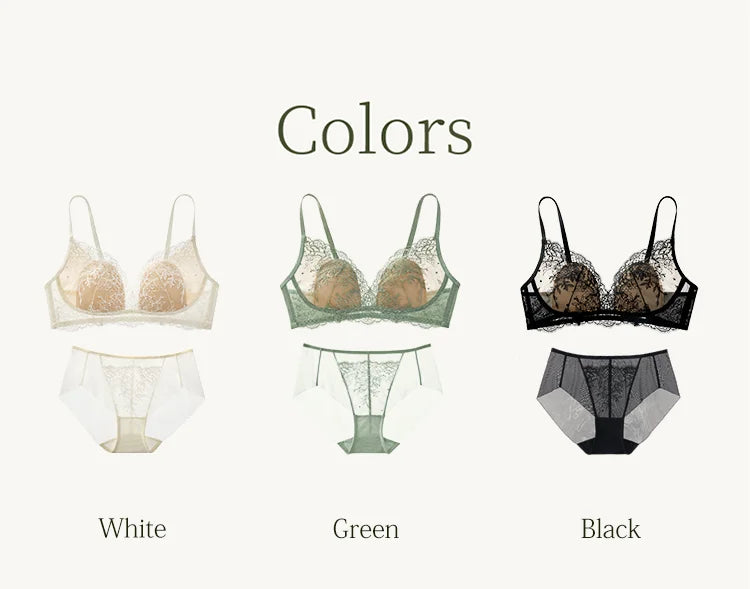 SUJIIN Sexy Embroidered Bra Sets for Women No Underwire Plunge Small Chest Bra and Panty Set Summer Female Lingerie MX287+N196