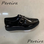 Men's Leopard Print Cowhide Derby Shoes Pointed Toe Genuine Leather Thick Soled Oxfords Spring Summer New Business Dress Shoes