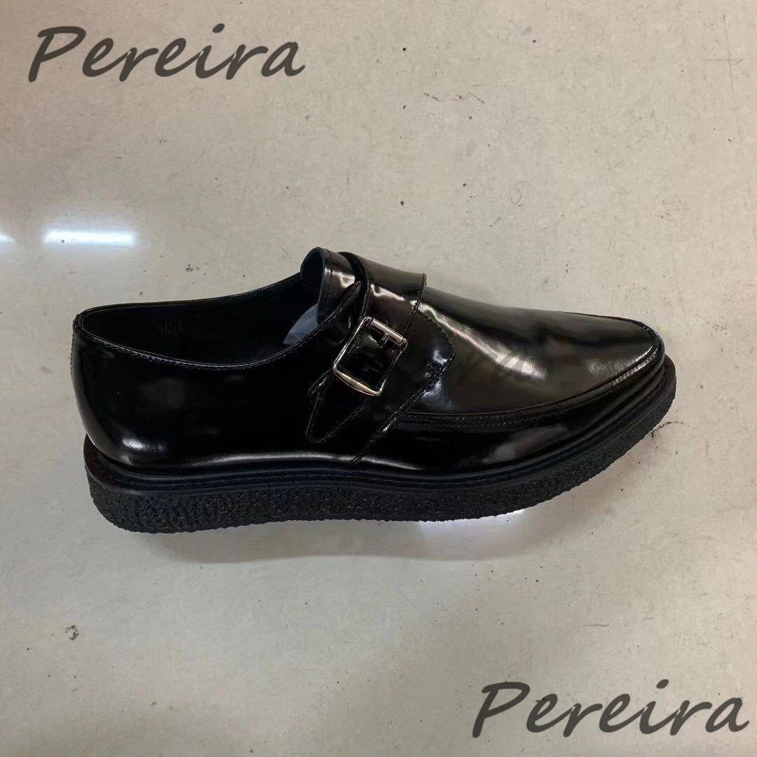 Men's Leopard Print Cowhide Derby Shoes Pointed Toe Genuine Leather Thick Soled Oxfords Spring Summer New Business Dress Shoes
