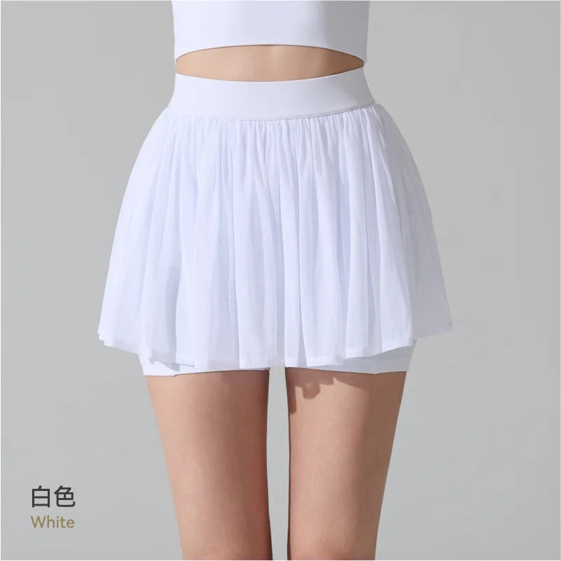 Fashion Mesh Pleated Sports Skirt Anti-Peek Short Skirt Running Fitness Badminton Tennis Skirt Sexy Clothes For Women