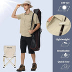 Summer Men's UPF 50+ Fishing Shirts, Lightweight Breathable Short Sleeve Cargo Shirt, Button Down Tactical Shirts Workout