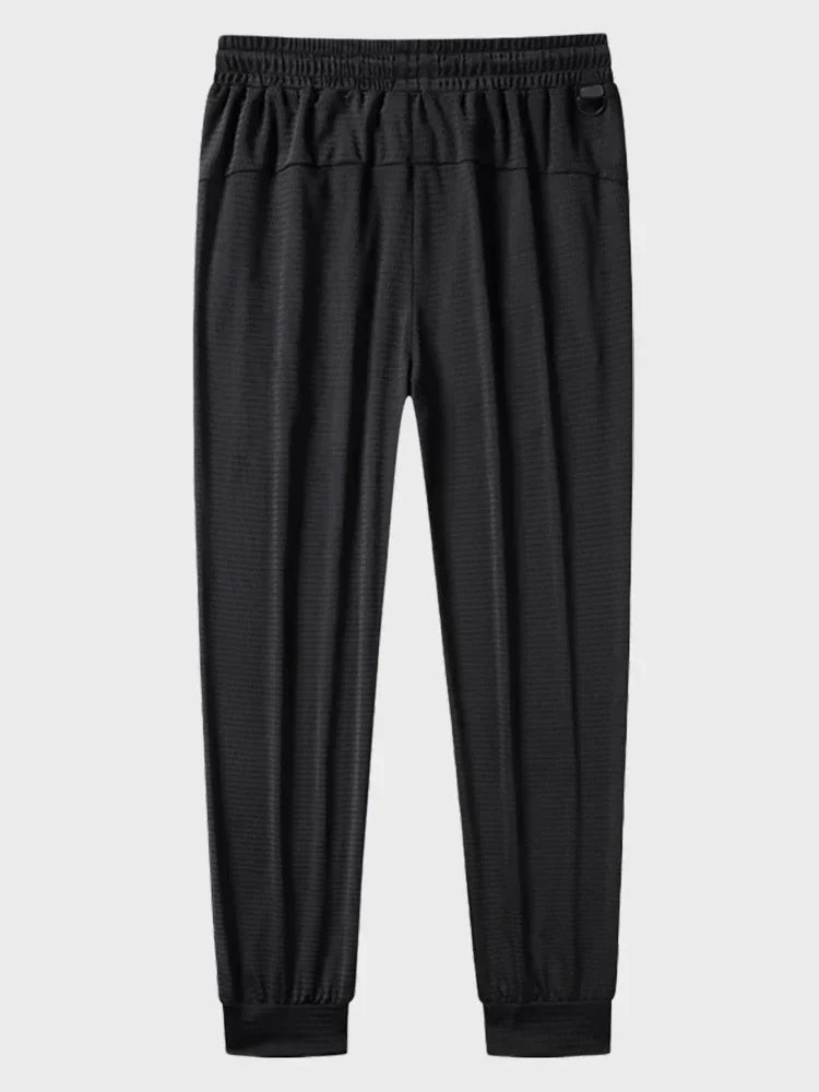Men's Summer Ice Silk Jogger Sweatpants Zipper Pockets Breathable Running Gym Workout Athletic Mesh Pants Drawstring Design