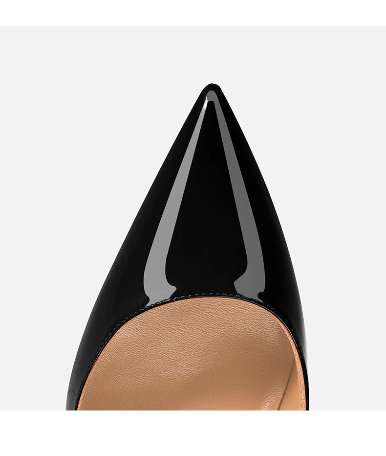 Black Women's Elegant High Heels Red Shiny Bottoms Luxury Brand Women Heels 2025 Trend Pointed Toe Sexy Party Pumps Shoes Women