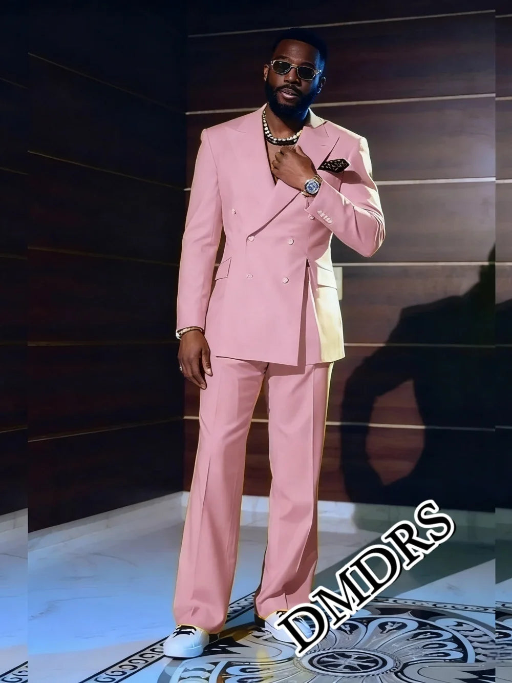 Stylish Pink Men's Suit Set 2PCS  For Wedding Formal Business Men's Suit Set Stylish Office Men's Suit Set