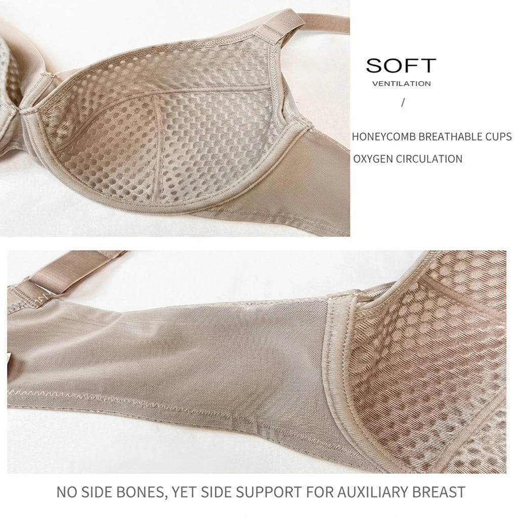 Minimizer Bra Panty Set D/E/F/G/H/I Cup Invisible Under Clothes Side Fat Control Breathable Plus Size Underwear For Full Figure
