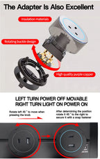 Wall Mounted Power Track Socket US EU UK Plug Adapter 40/50cm Office Electrical Outlet Wall socket USB Type C Grey Black