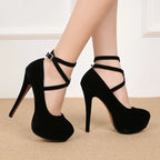 Summer New European American Fashion Cross Ankle Strap High Heels For Women Night Club Party Dress Shoes Comfortable Elegant