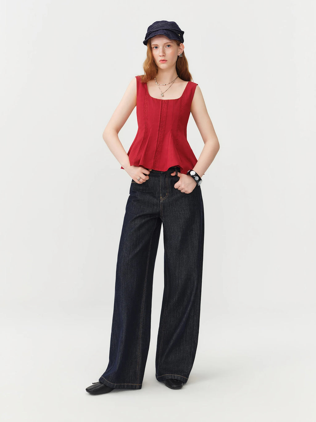 FSLE Women's 2026 Summer New Arrival Raw Indigo Straight Jeans | Lightweight Cool Feeling Slim Fit Versatile Denim Pants Jeans