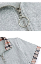 New Women Summer Cotton Polo T-shirt Fashion Button Plaid Turn-down Collar Short Sleeve Slim T-shirt Simplicity Casual Tees Tops