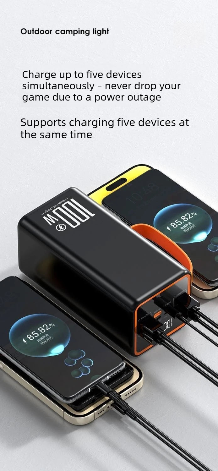 50000mAh Large Capacity Power Bank PortableUSB C 100W Fast Charging External Spare Battery For IPhone Xiaomi Samsung