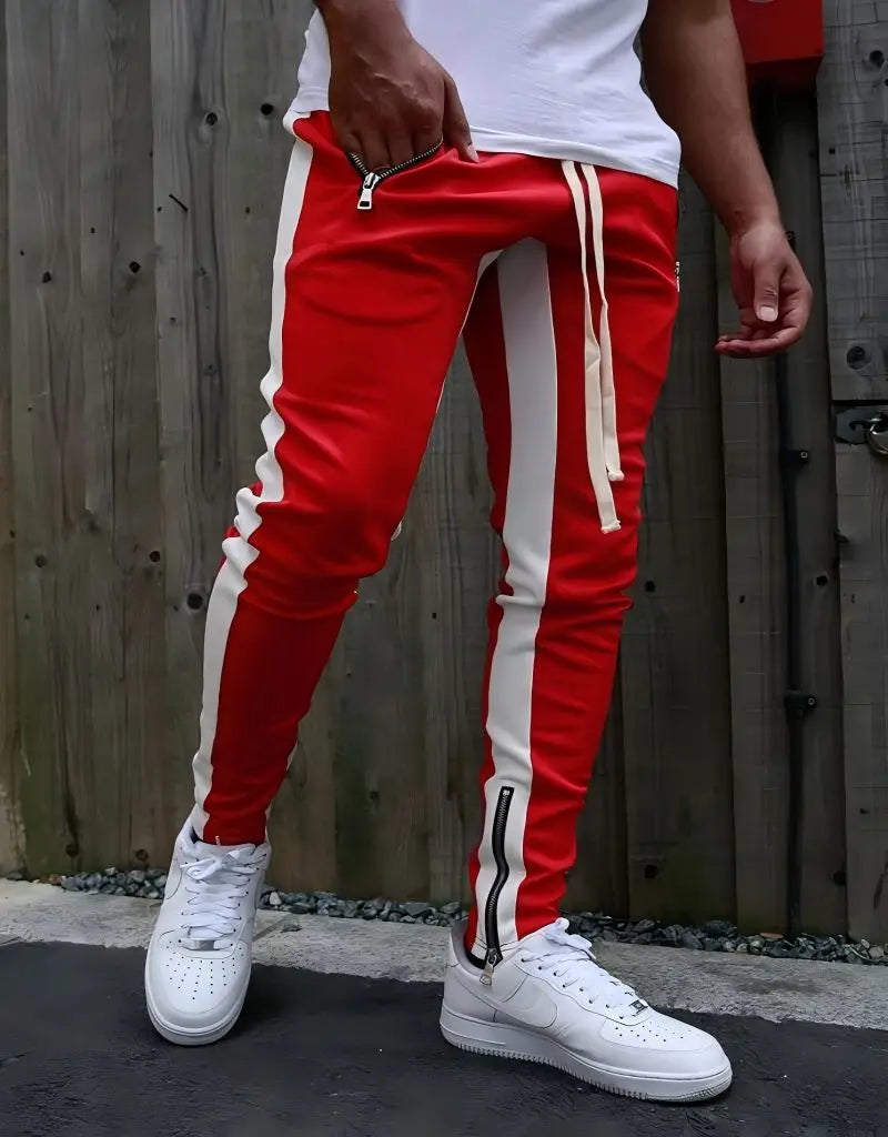 New Autumn Men's Sport Pants Casual Knitted Trousers With Zipper Pockets Solid Color Jogger pants Male pantalon chandal hombre