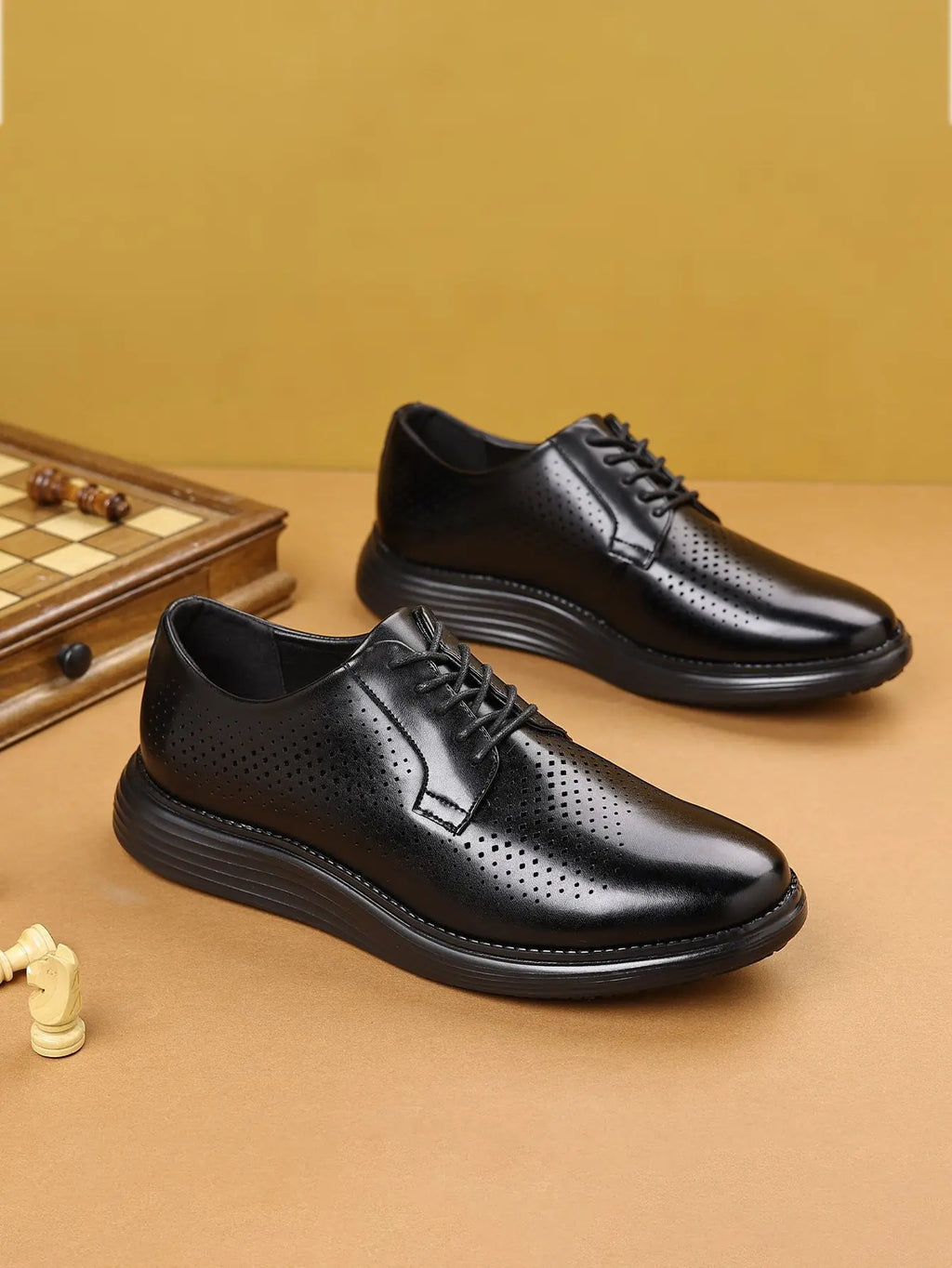Men's Business Casual Leather Shoes Breathable Hollow Design Spring Summer Formal Shoes Comfortable Spring Summer Leather Footwe