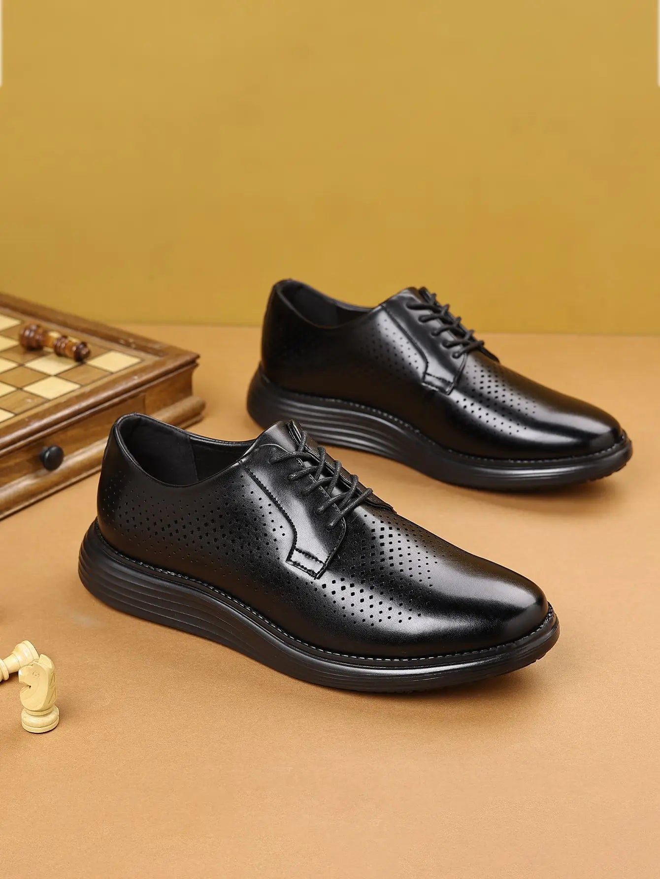 Men's Business Casual Leather Shoes Breathable Hollow Design Spring Summer Formal Shoes Comfortable Spring Summer Leather Footwe