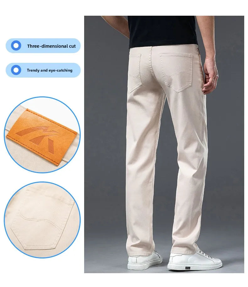 2026 Y2k Pants Men Thin Lyocell Spring Summer Classic Korean Youthful Vitality Men's  Jeans Lightweight Stretch Trousers