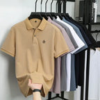 100% pure cotton summer new men's short sleeved polo shirt design high-end brand penguin embroidery business comfortable T-shirt