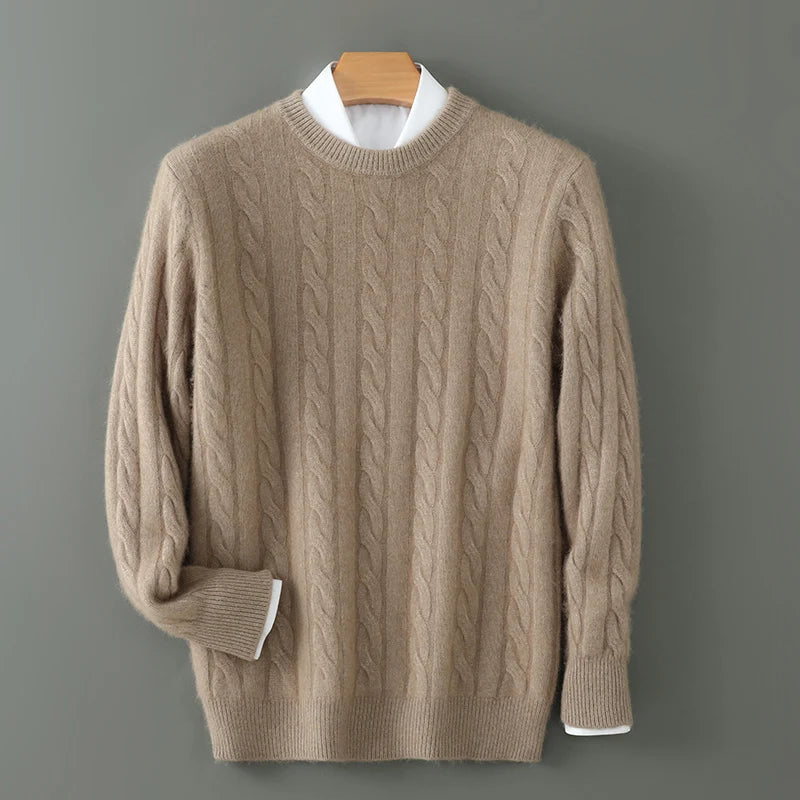 Men's thick cashmere sweater 100% pure cashmere round neck cashmere sweater 2024 new spring and winter knit base shirt