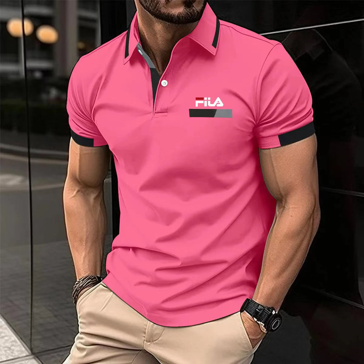 Men's Short Sleeve Polo Shirt Contrast Collar Cuff Design Casual Business Golf T Shirt For Man men's Polo Shirts Mens Clothing