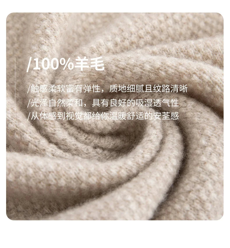 Autumn And Winter 100% Pure Wool Men's Round Neck Thick Solid Color Sweater Business Casual Knitting Bottoming Shirt