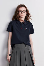 TOYOUTH Women Polo Shirt 2026 Summer New Breathable Short Sleeve Versatile Pullover Tops