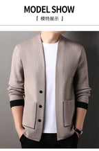 Solid Color Men's Knitted Cardigan Spring Autumn New Fashion Casual Wearable Sweater Middle-aged Coat