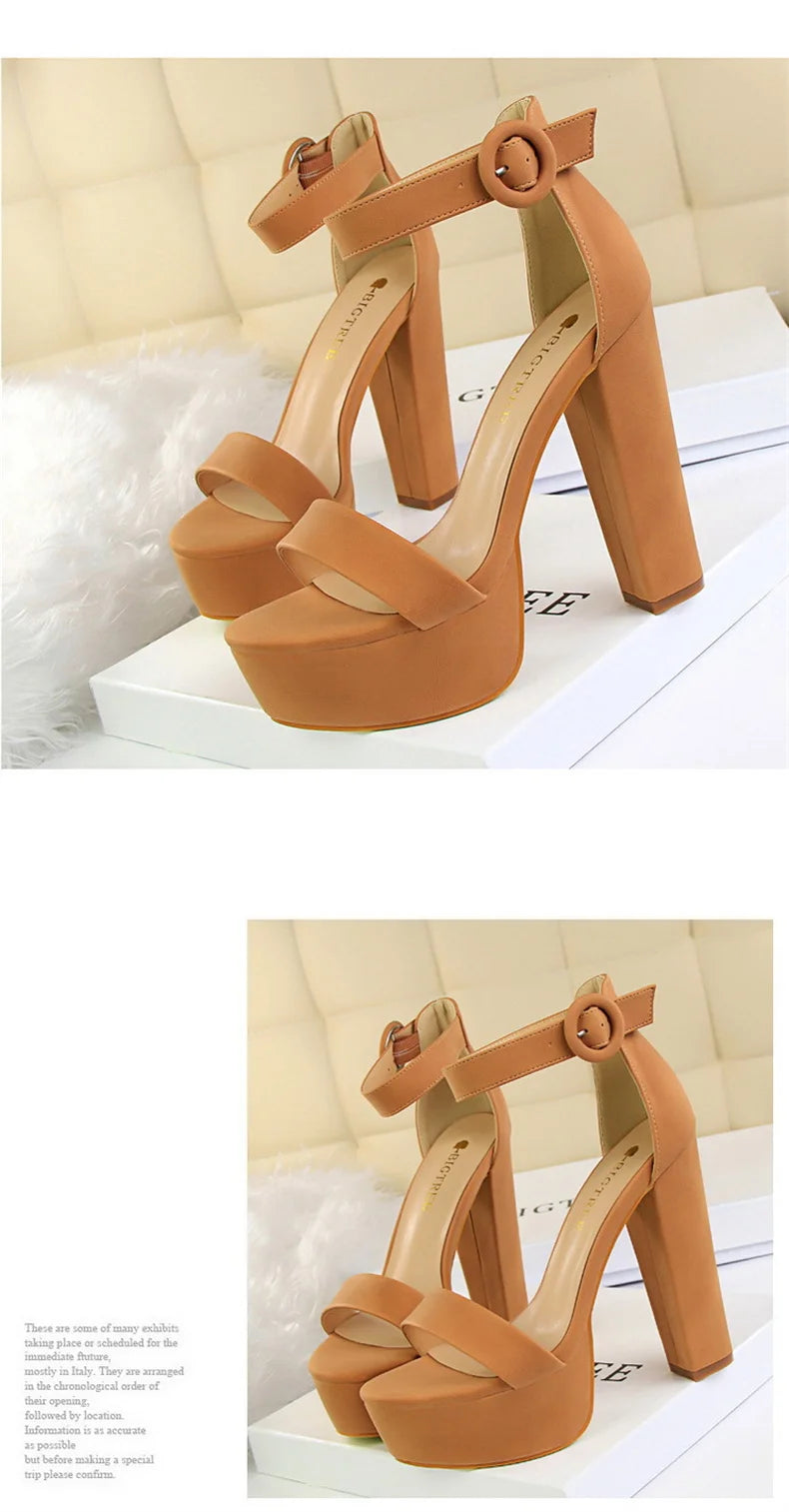 Brand Elegant Sandals Women High Heels Pumps Super High Heel 13cm Women'S Banquet Sandals Waterproof Platform Toe Sandals