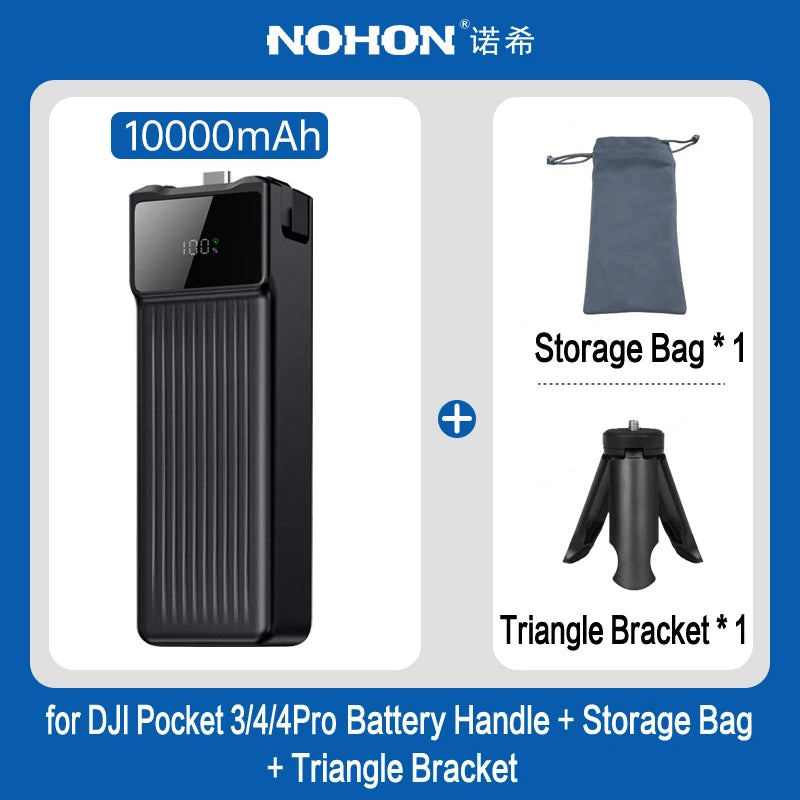 NOHON Camera Handheld Gimbal Charger for DJI Osmo Pocket 4 Pro 3 Battery Handle 10000mAh 5000mAh Portable Power Bank 22.5W