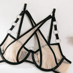 Push-Up Lingerie Set Women Cross Strap Underwire Patchwork Lace Seductive Bra & Thong Set Erotic Body Shaping Bridal Date Night