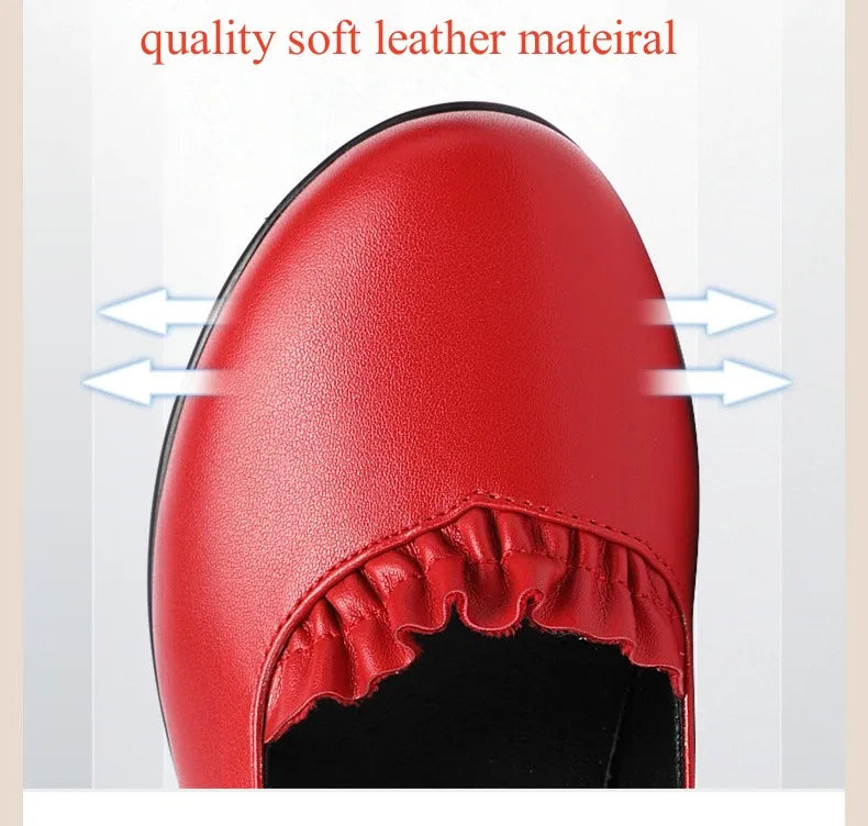 6cm Small Size 32-43 Comfortable Med Heels Pumps Soft Leather Mary Janes 2026 Women's Platform Wedges Shoes for Office Mom Dance