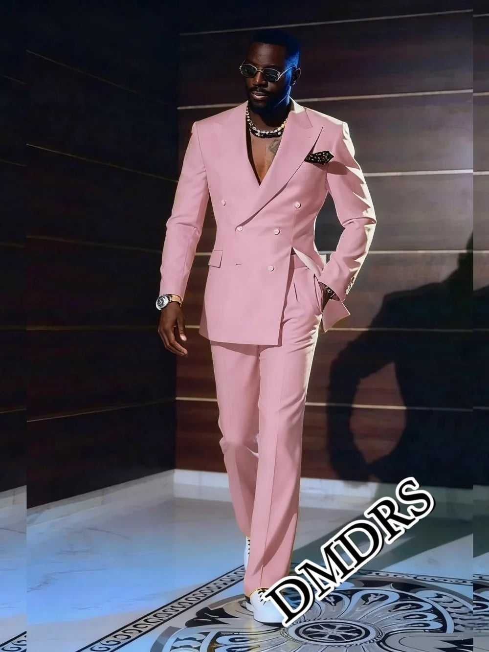 Stylish Pink Men's Suit Set 2PCS  For Wedding Formal Business Men's Suit Set Stylish Office Men's Suit Set