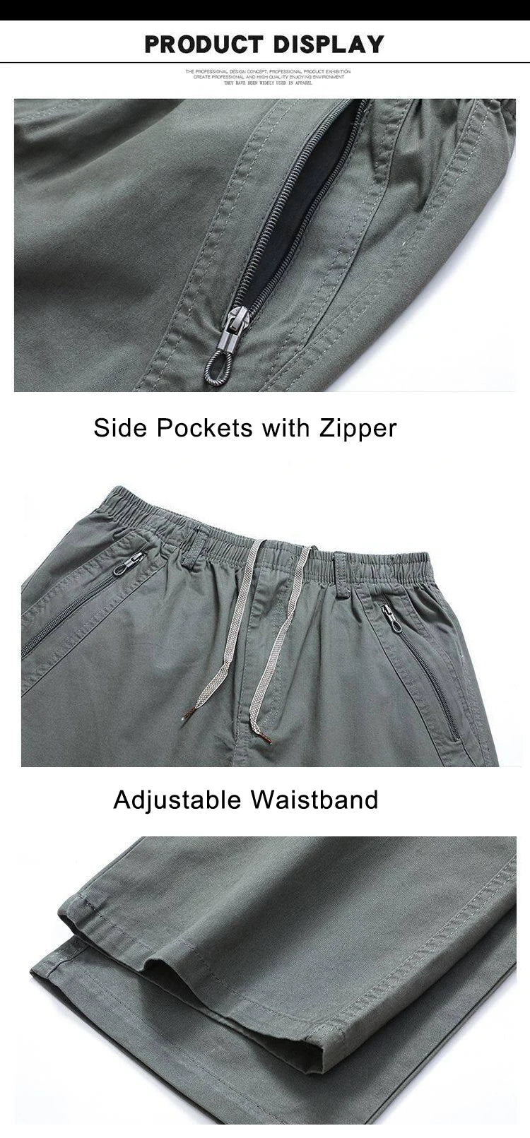 Mens Cotton Pants Spring Summer Sports Casual Pants Cargo Trousers Loose Fit with Zipper Pockets Big Size 5XL
