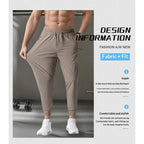 Men's Ice Silk Quick-Dry Pants Summer Lightweight Breathable Joggers with Zipper Pockets Elastic Waist Casual Sports Trousers Fo