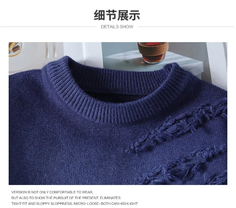 2024 Winter Sweaters for male men thick O-neck sweater men Student youth sweaters autumn Men's wool Casual Knitwear Pullover