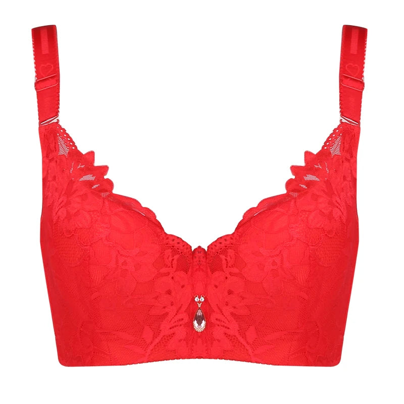 Royal Blue Lace Full Cup Bra Plus Size Anti Sag Support Brassiere Underwire Breathable Big Bust Lingerie 40 42 44 46 48 50 Cup
