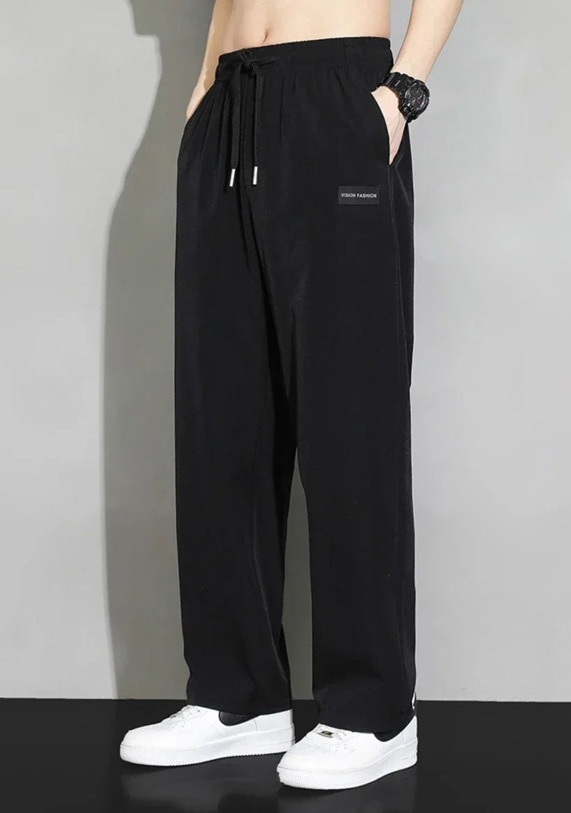Trousers Straight Plain Wide Leg Draped Thin Male Sports Pants Summer Sport Slacks Xxl Jogger Big Tall Man Men's Sweatpants