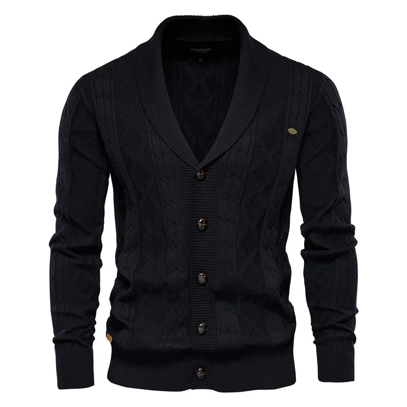Men Cardigan Casual V-Neck Long Sleeve Sweater Men Coat