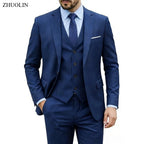 Men Suits For Wedding 3 Pieces 2 Set Elegant Slim Fit Jackets Pants Blazers Formal Outfit Fashion Business Classic 2026 Costume