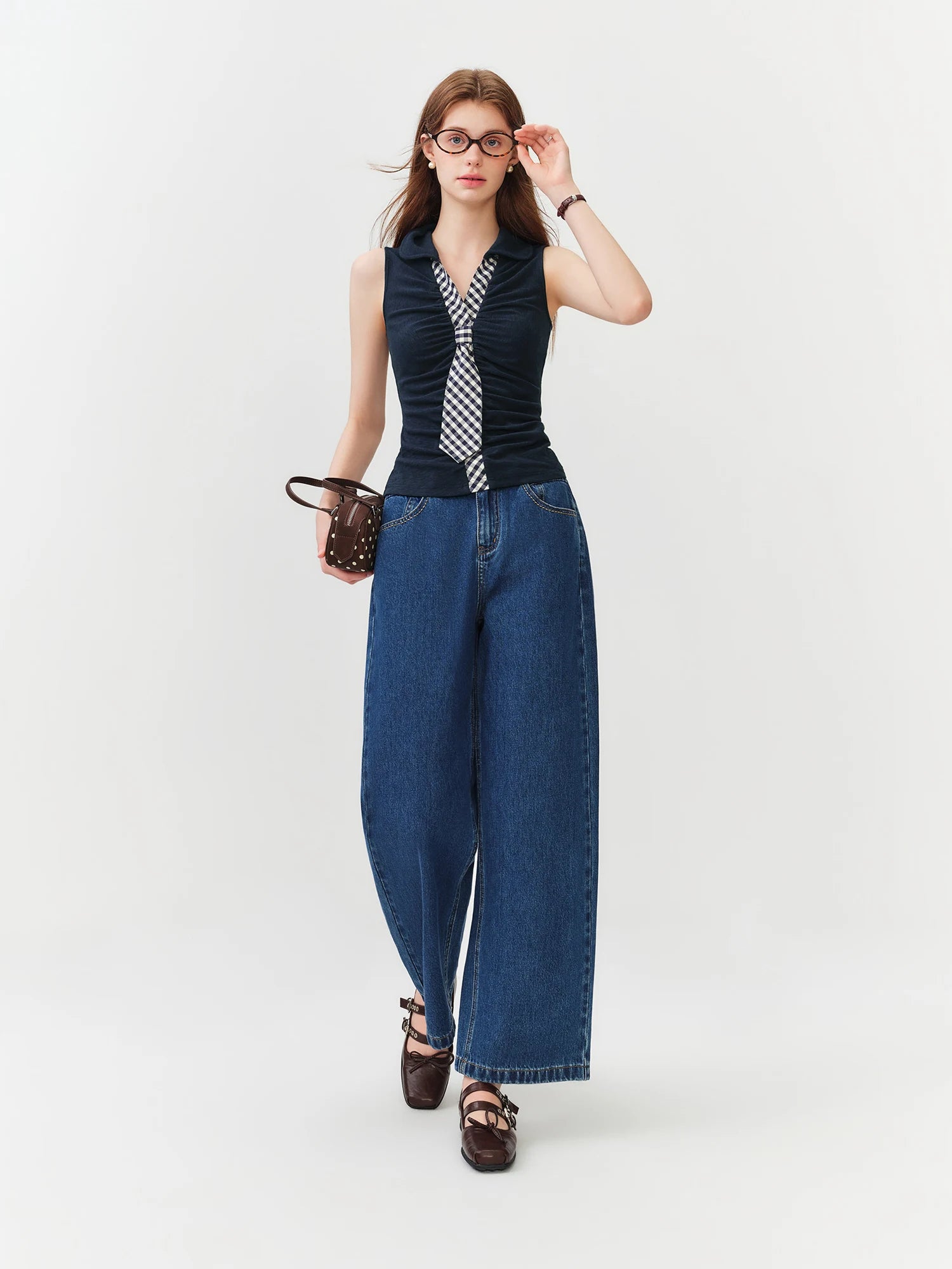 FSLE Women's 2026 Summer New Arrival Raw Indigo Straight Jeans | Lightweight Cool Feeling Slim Fit Versatile Denim Pants Jeans
