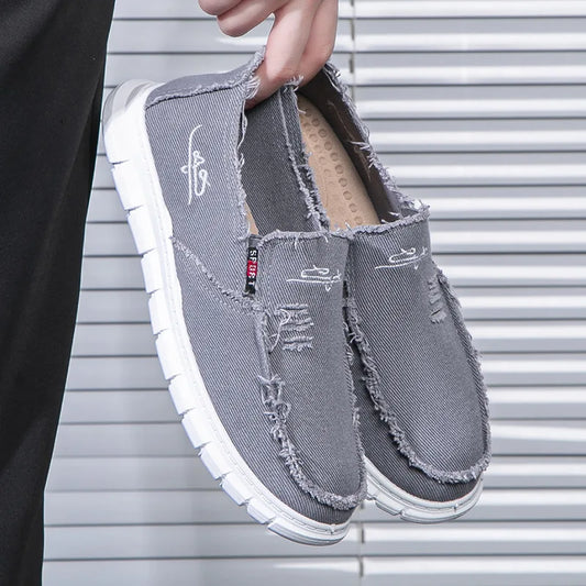 Men's Washed Fabric Casual Shoes Anti Slip and Wear-resistant Driving Shoes Canvas Shoes